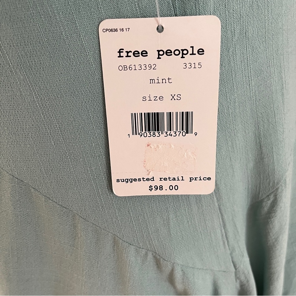 NWT Free People Clear skies Cold Shoulder Dress Tunic Sz XS Mint *N10 - Picture 5 of 5